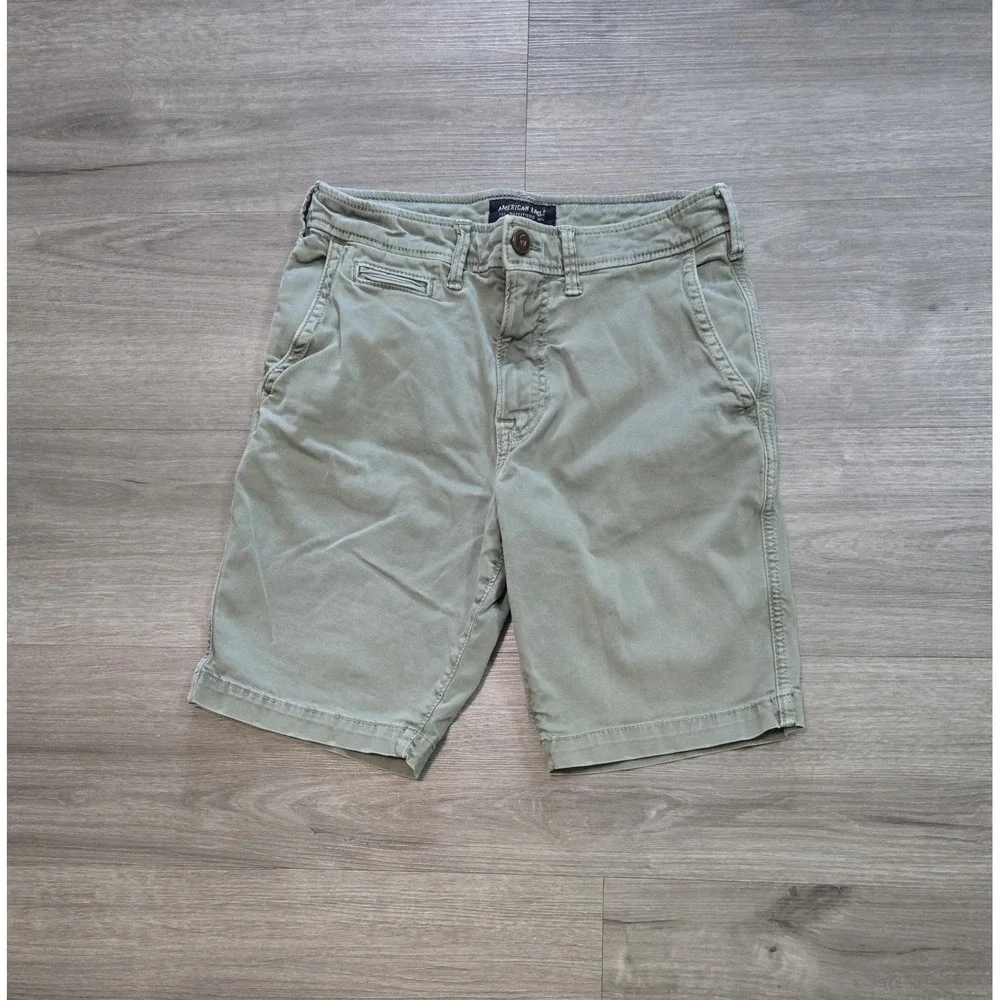 American Eagle Chino Shorts Mens 28 Green Extreme Flex Casual Preppy Y2K